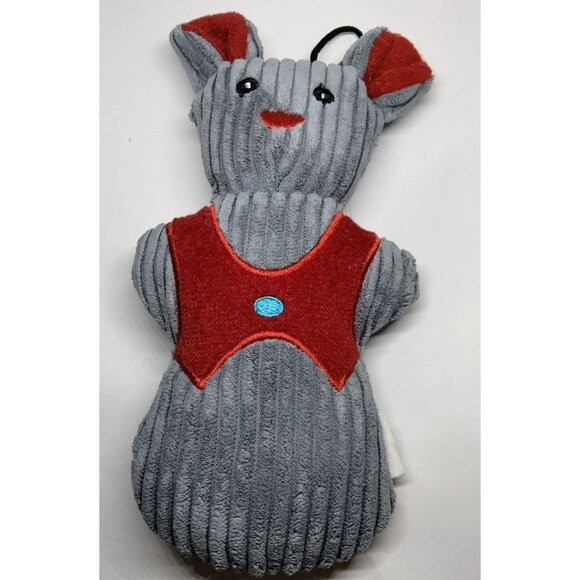 Hugglehounds Gray Mouse Dog Toy Squeaky Plush 8 inch - Picture 6 of 7